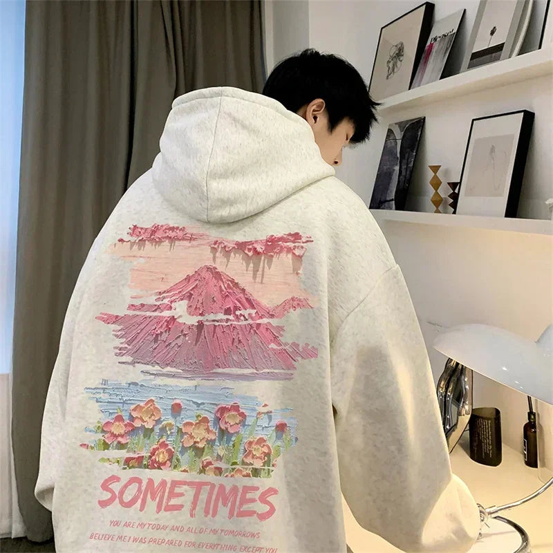 Mens Oversized Hoodie White With Hat 5Xl Plain Hoodies Oversize For Me