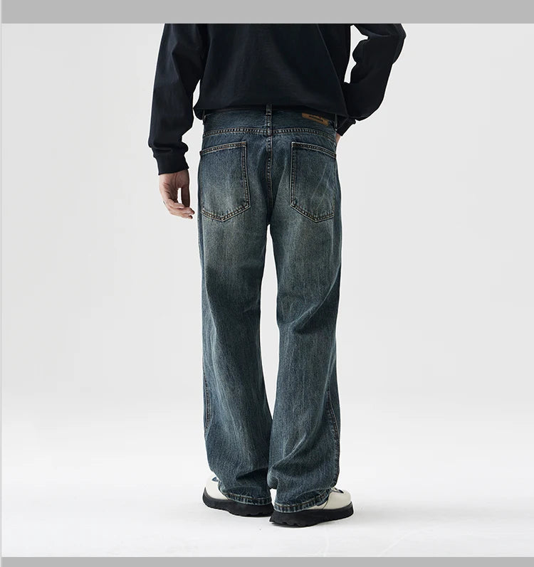 mens plus size retro fashion streetwear loose casual micro flared denim pants jeans cityboy jeans trousers 28 40 unique jeans style 2712