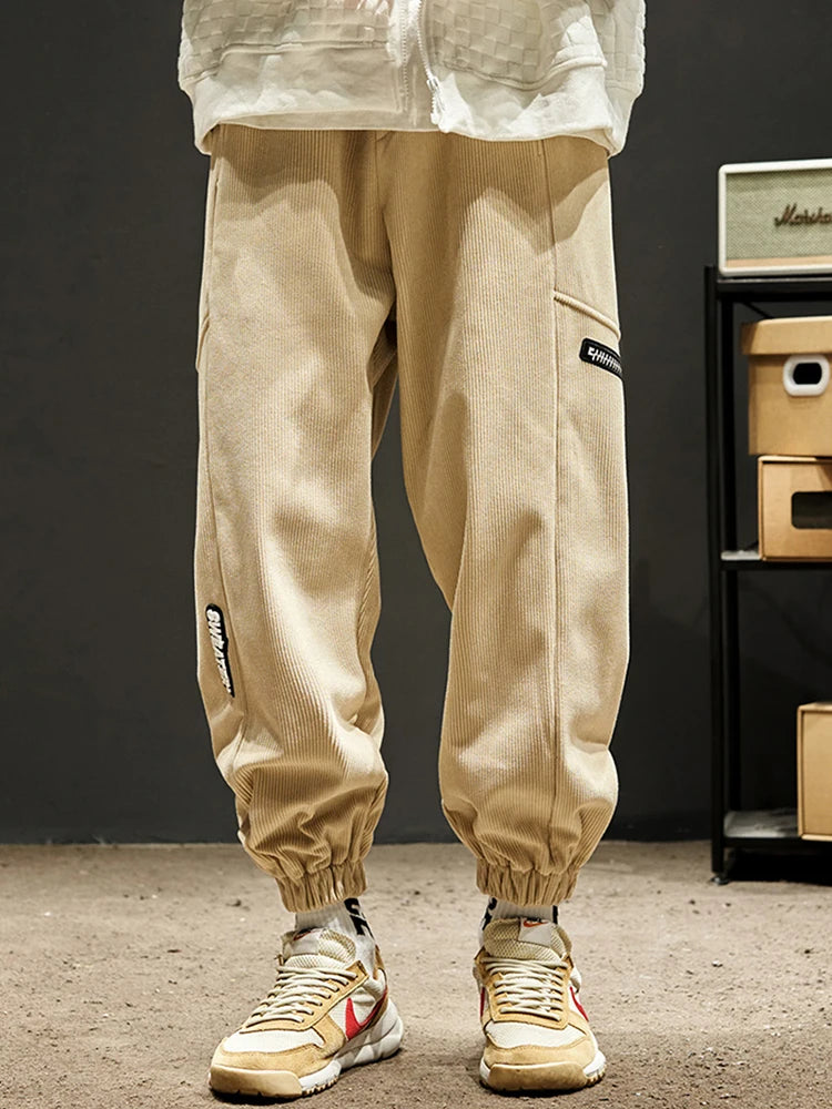autumn spring men corduroy pants casual jogging sweatpants hip hop fashion streetwear joggers trousers y2k baggy pantalones unique joggers style 3617