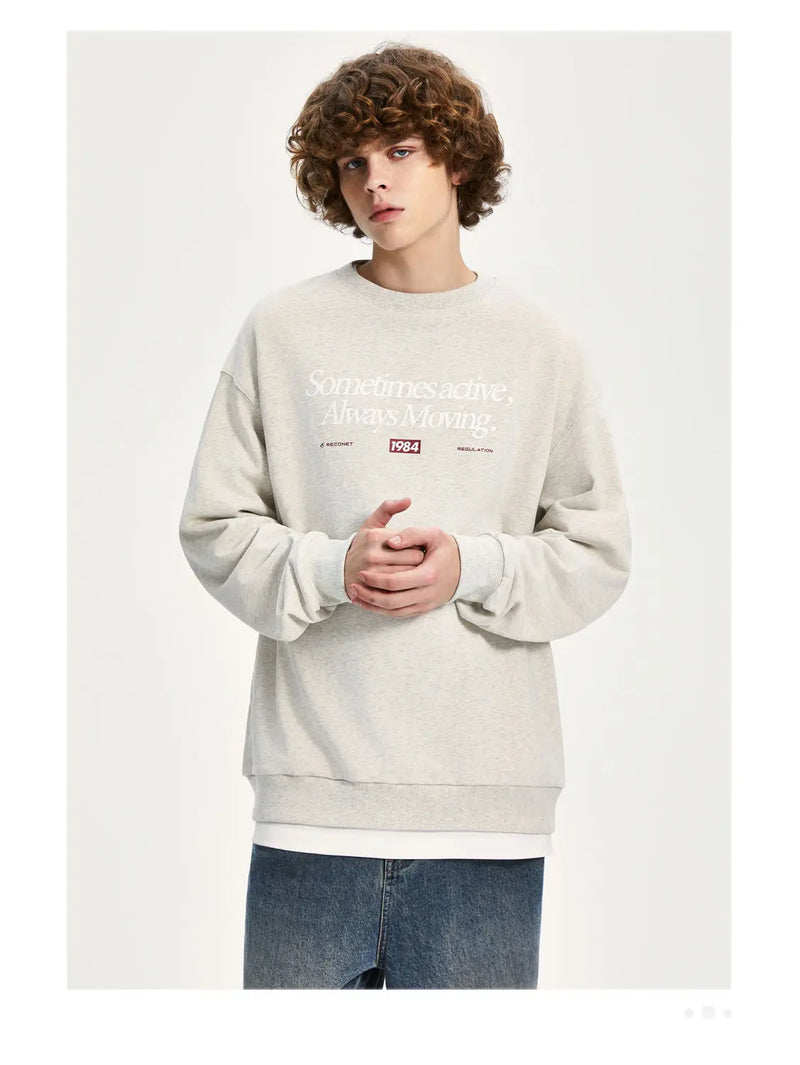 American Ins Personalized Hip-hop Heavy Cotton Round Neck Autumn Winter Sweatshirts for Men and Women Y2K Loose Thickened Tops