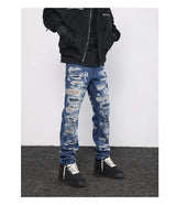 retro washed 3d printed fake distressed jeans hip hop denim pants streetwear jean pants mens harajuku cotton trousers joggers unique joggers style 3882