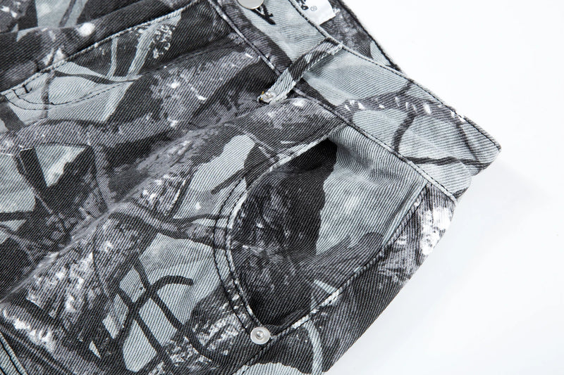 full branches trees camouflage cargo shorts for men and women straight patchwork baggy summer knee length pants oversized unique cargo style 4566