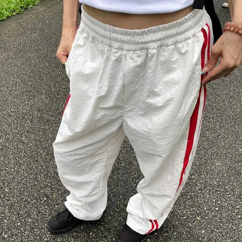 kpop vintage cargo casual harajuku pant women streetwear striped oversize baggy jogging sweatpants wide trousers school outfit unique joggers style 2259