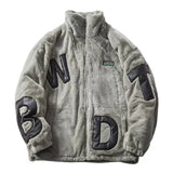 Street Lamb Wool Jacket Mens 2024 Winter Stand Collar Letter Patchwork College Parkas Fleece Warm New Thickening Couple Coats