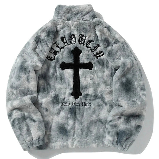 unisex wear quality streetwear style essential graphic casual material print image fashion - high premium urban design fit hip oversized style mens-rabbit-fur-jacket-coats-hip-hop-cross-letters-winter-fleece-jacket-streetwear-casual-harajuku-coat-zip-up-fashion-outwear everyday f36b4f hop streetwear design ID cec14