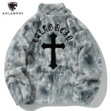 unisex wear quality streetwear style essential graphic casual material print image fashion - high premium urban design fit hip oversized style mens-rabbit-fur-jacket-coats-hip-hop-cross-letters-winter-fleece-jacket-streetwear-casual-harajuku-coat-zip-up-fashion-outwear everyday f36b4f hop streetwear design ID cec14