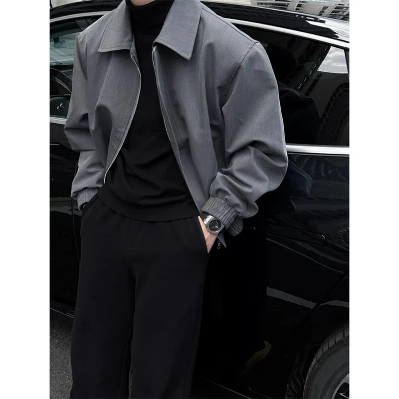 New Original Gray Short Coat Men Spring And Autumn American Retro High