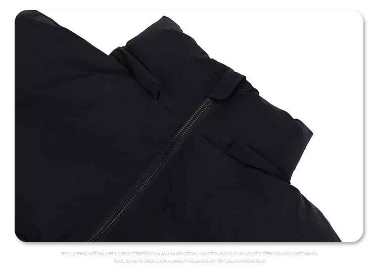 2024AW windproof warm turtleneck slant cut pocket detachable hooded cotton suit