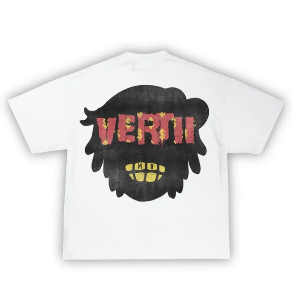 harajuku manga t-shirt with distorted text blocks and vapor shading