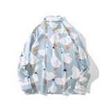 Dark Icon Full Printed Hawaiian Shirt Men Long Sleeve Turn-down Collar Shirts for Men
