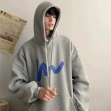 Fashionable Korean personality simple printed hooded sweatshirt for men autumn street Y2K new niche Japanese style boys' hoodie