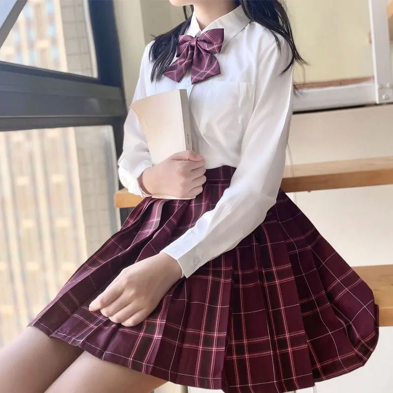 Japanese Korean Student Short Sleeve Sexy Jk Uniform Set High School Clothes Pleated Skirt Girl Seifuku Dress Cosplay Schoolgirl