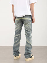 retro striped washed denim jeans flare pants unisex hip hop fashion streetwear harajuku loose straight y2k mens jeans joggers streetwear sweatpants