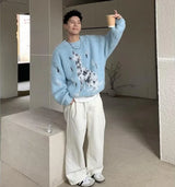 grunge fire sweater, streetwear drip, cozy knitwear for men, oversized grunge aesthetic winter top