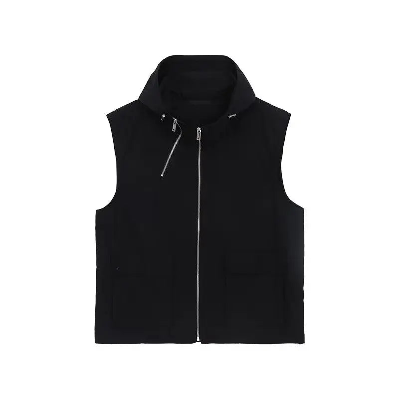 summer sleeveless set men women multi pocket hooded vest jogging cargo pant spring loose casual zipper two piece suit street unique cargo style 454