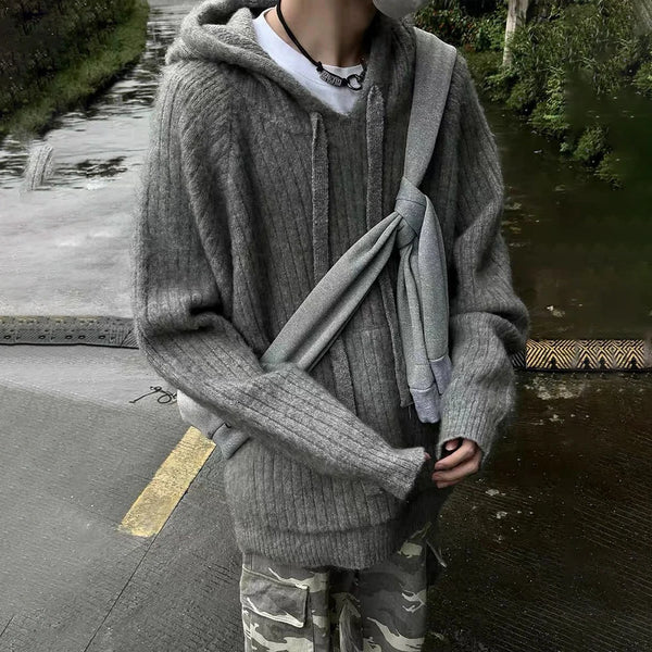 minimalist knit jumper, daily wear essential, trendy urban fashion top for men, layered streetwear look