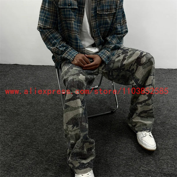 2024 New Tops Clothes Vintage Shirt Oversized Short Sleeve Plaid 100% Pure Cotton Men's Cleanfit Style Versatile Washable