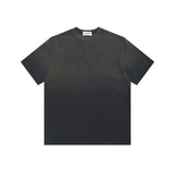 Spring Summer New Products Fried Color Wash Water Gradient Color Loose Short-sleeved Casual Basic Bottoming Round Neck