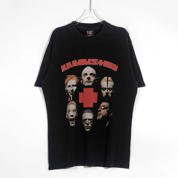 vaporwave aesthetic print tee featuring vintage vtg germany rock band retro portrait print washed old casual oversize cotton high street tops t shirts