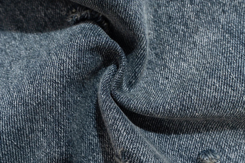 Streetwear Handmade Mud Dyed Dirty Blue Baggy Jeans for Men Distressed Hole Casual Patchwork Denim Trousers Oversized