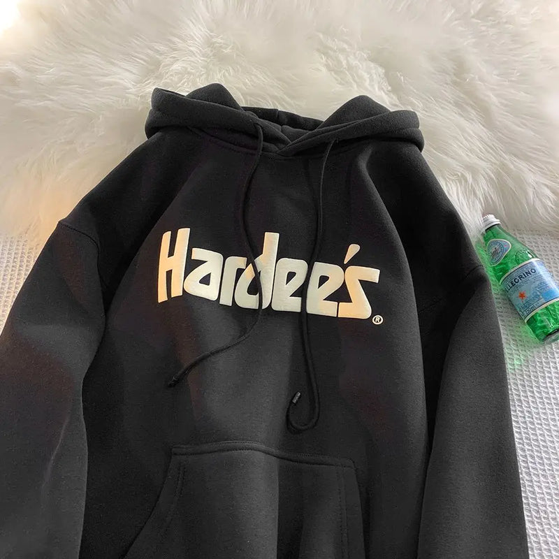 Trendy Personalized Pure Cotton Men's Hooded Sweatshirt New American Style Y2K Simple Loose Retro Thickened Jacket Tops