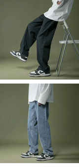 lappster men black baggy jeans streetwear 2023 harajuku casual straight pants male loose streetwear white graphic denim pants unique jeans style 2561