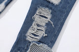 distressed skinny flared micro flare jean for mens mesh big destroyed ripped denim jeans hip hop biker jeans pants male unique jeans style 1334