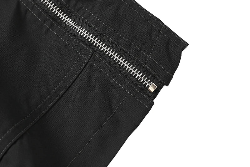 high street zipper pockets vibe style baggy drawstring summer shorts for men straight loose casual knee length pants oversized unique shorts style 4638