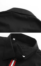 New 2021 Luxury Men Classic Embroidered bee stripe Ribbon Fashion Cotton Casual Shirts Shirt High Quality Short Sleeves A65