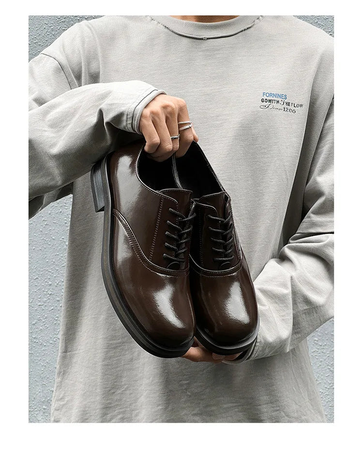 Commute Business Casual Derby Shoes Men Women Streetwear Fashion Hip Hop PU Leather Shoes Couple Shoe