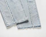 side striped washed ripped blue jeans for men and women streetwear baggy casual denim trousers straight light blue cargo pants unique cargo style 4292