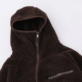 high street fleece hooded jackets and coats new casual warm hoodies hairy curved zipper outerwear streetwear winter men brown - variant style 7bb8b4 for streetwear fashion