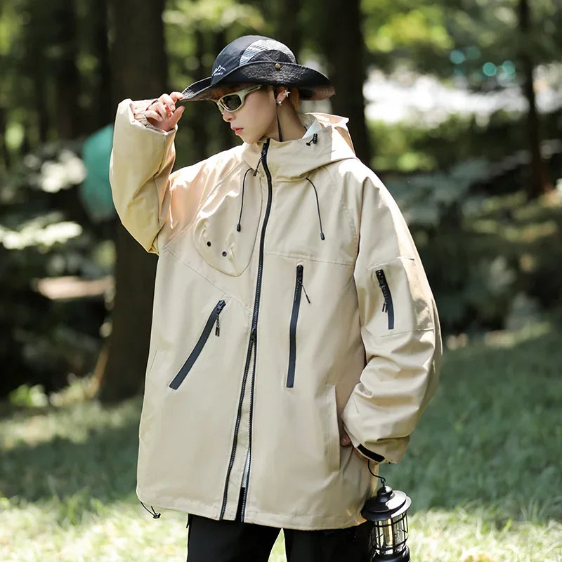 grunge oversized coat, photo-ready design, men's streetwear fashion, trendy oversized fit, urban techwear design, modern hip 