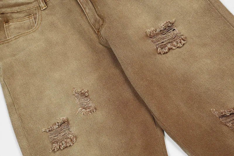 rainbowtouches men washed jeans vintage high street khaki gradient fashion trends jeans loose straight long pant casual pants unique jeans style 4085