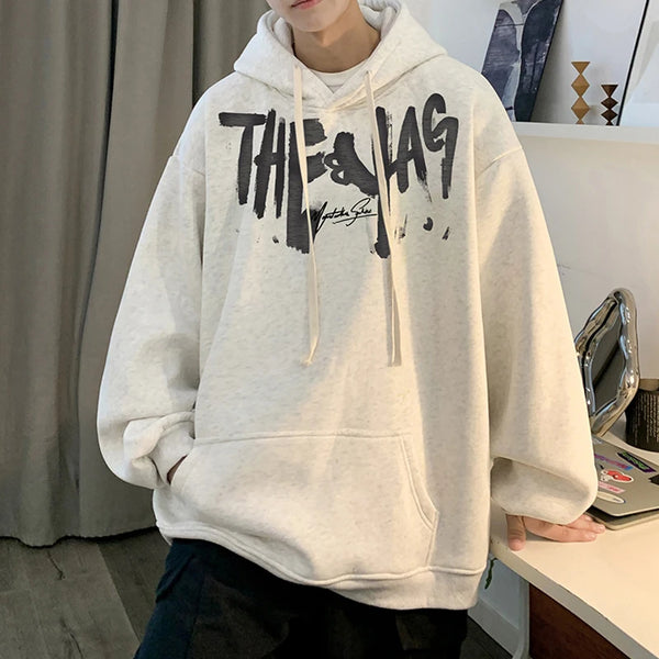 High Street Letter Print Oversized Hoodie Mens New Hip Hop Fashion