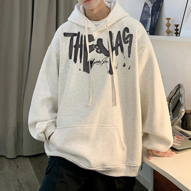High Street Letter Print Oversized Hoodie Mens New Hip Hop Fashion
