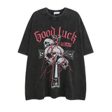 Vaporwave Streetwear – 2023 Streetwear T Shirt Skull Skeleton Graphic Hip Hop Overs – Urban Streetwear for Men & Women