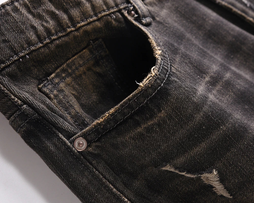 streetwear frayed hole distreesed ripped baggy jeans for men and women pantalones hombre y2k casual denim trousers oversized unique jeans style 5919