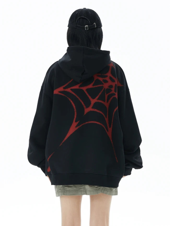 Y2K angelcore design featuring fashion spider web printed hoodies unisex hip hop y2k sweatshirt streetwear mens casual hooded autumn warm loose tops hoodies