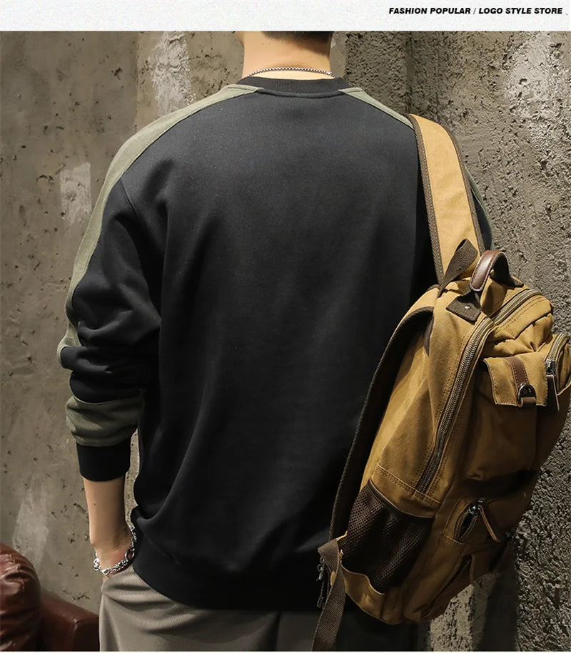 2025 Spring Letter Print New In Sweatshirt Mens Patchwork Long Sleeve