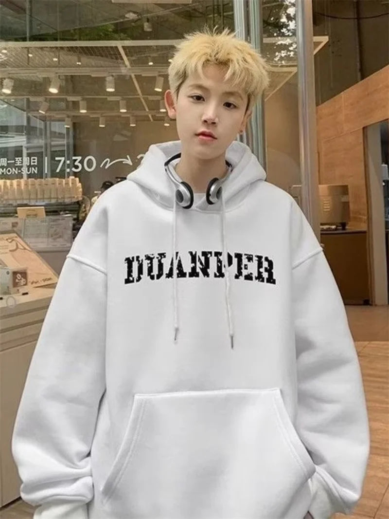 Autumn Mens Goth Letter Printed Pullover Hoodies Y2K Streetwear Fashio