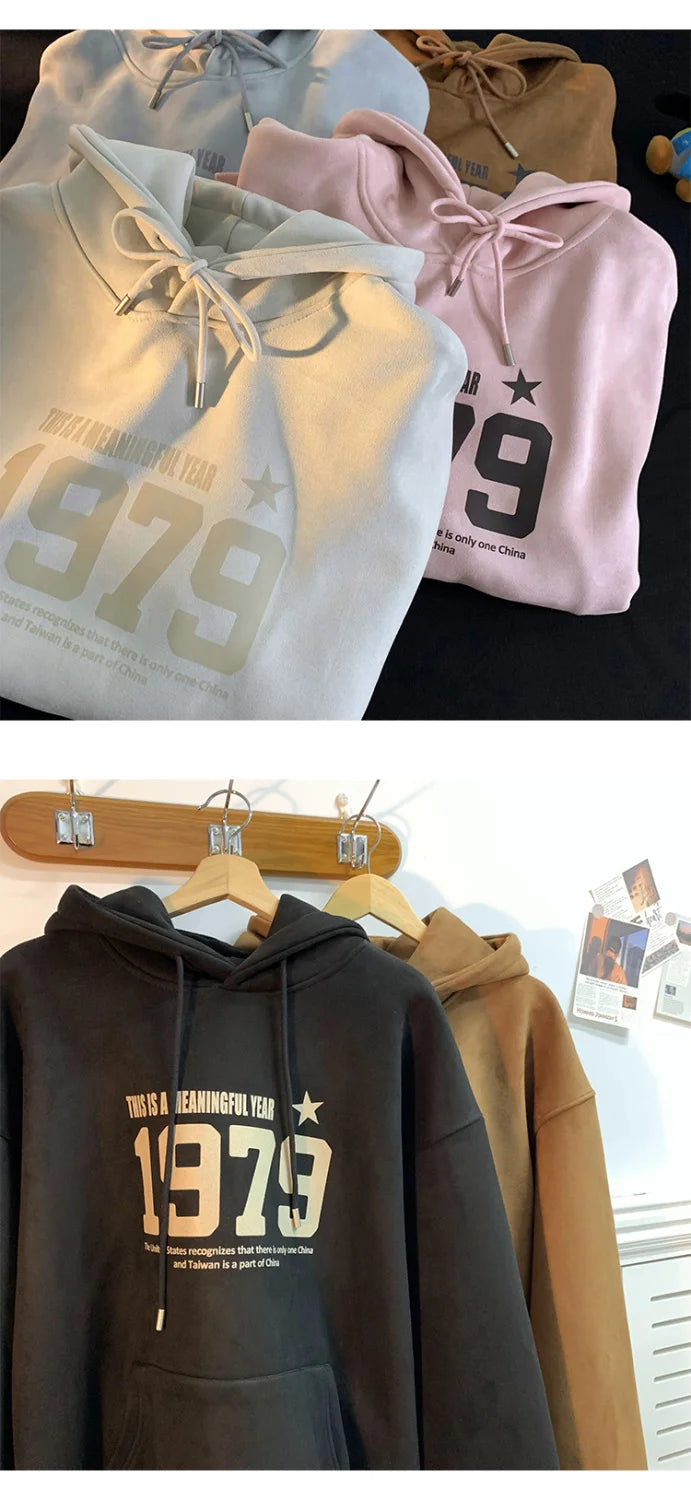Winter New Korean Men's Hooded Sweatshirt New Niche Ins Harajuku Style Personality Loose Casual Y2K Couple Thickened Jacket Top