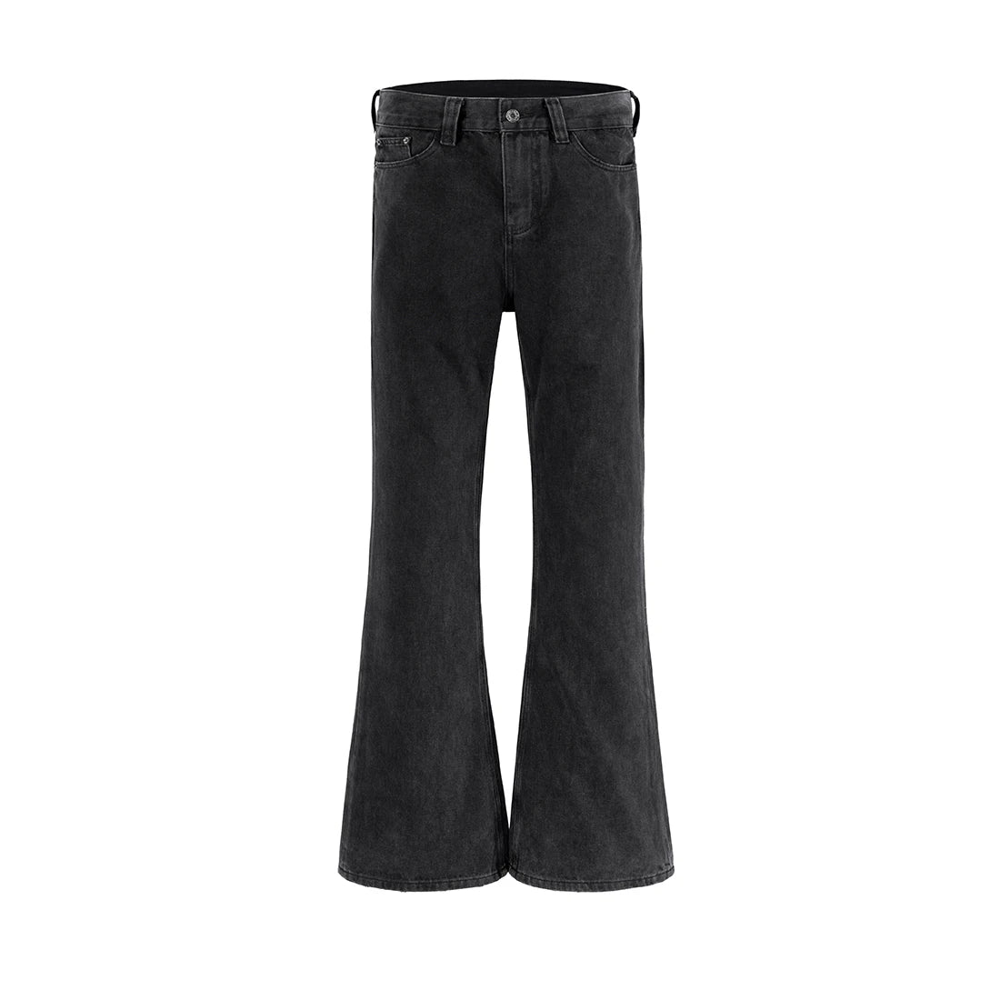 american ro black washed frayed flared jean high street trend personality vintage slim fit flare denim pants cleanfit distressed vintage washed jeans