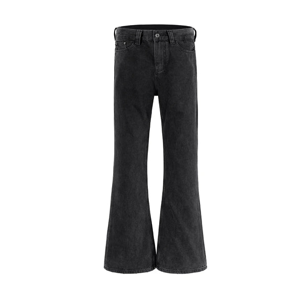 american ro black washed frayed flared jean high street trend personality vintage slim fit flare denim pants cleanfit distressed vintage washed jeans