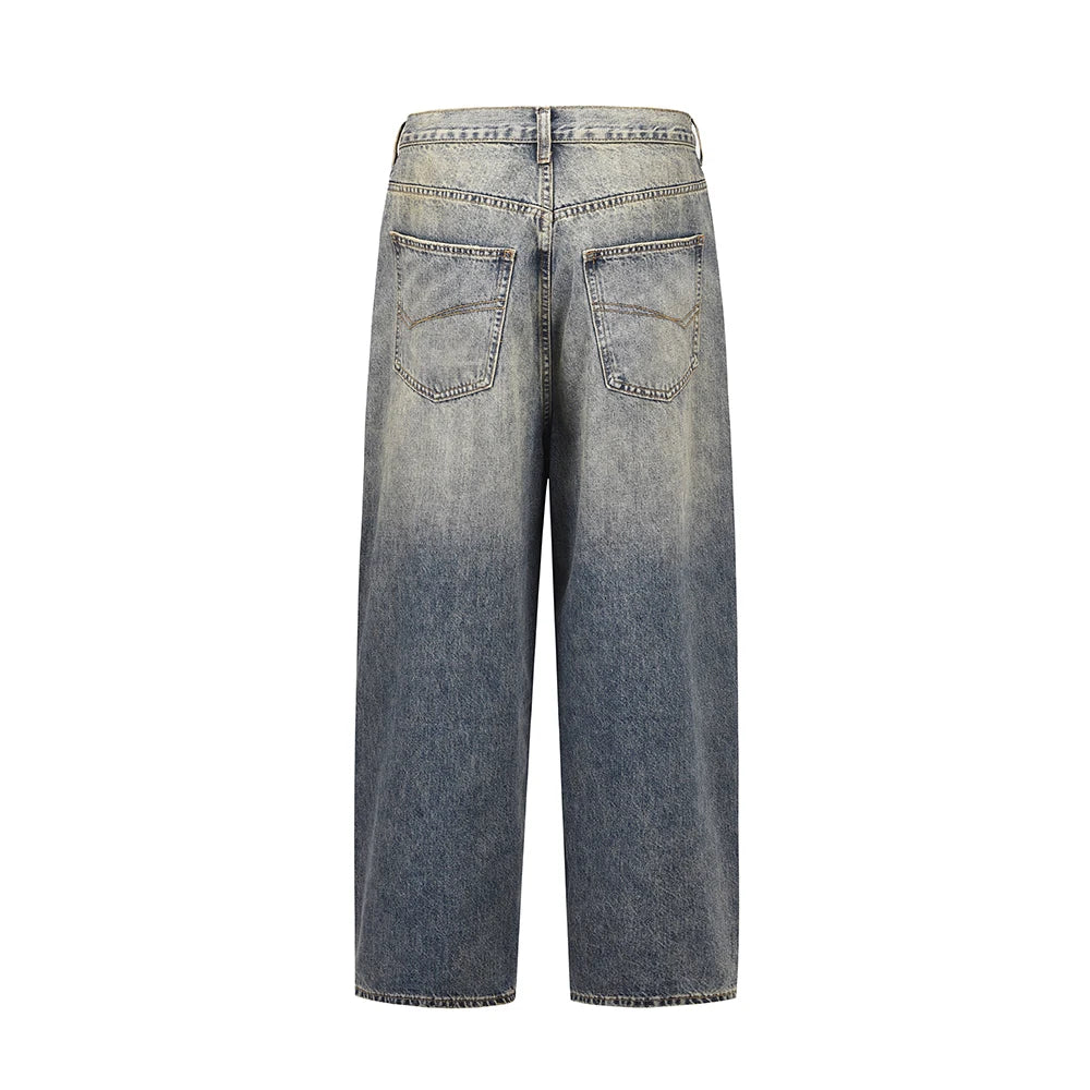 harajuku washed gradient color wide leg baggy denim trousers unisex straight loose casual jeans mens oversized cargo pants combat utility trousers