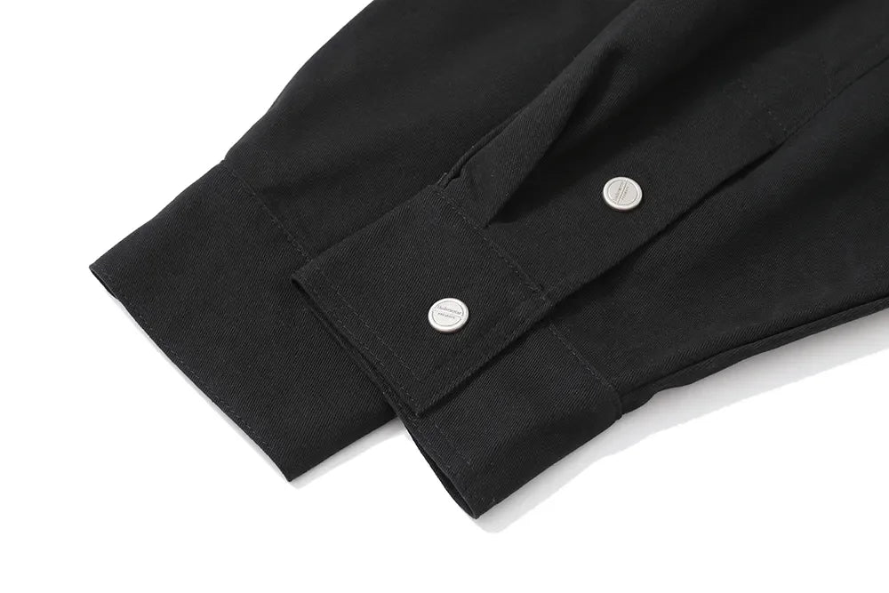 Back Zipper Vibe Style Black Long Sleeve Shirts Jackets for Men Streetwear Y2k Baggy Ropa Hombre Camisas Oversized Loose Coat