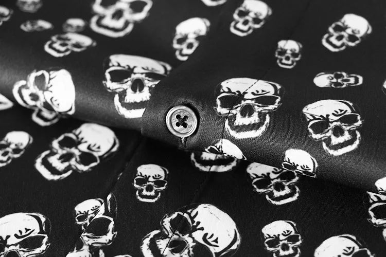 New 2021 Men luxurious classic Skull Head Fashion Cotton Casual Shirts Shirt high quality Pocket Long-sleeves S 2XL #D232