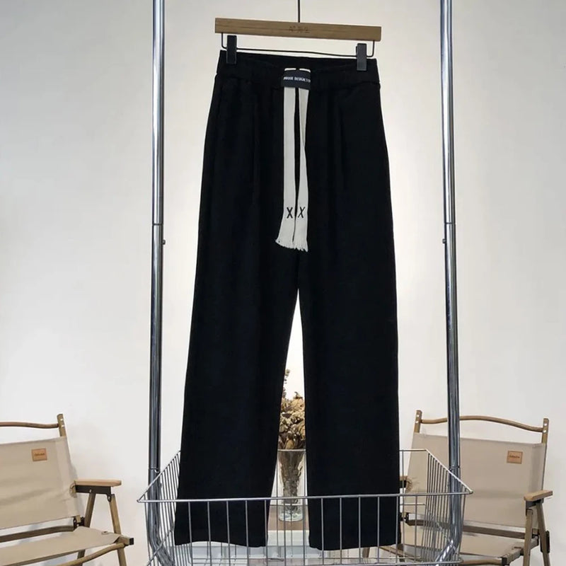 2024 spring and summer mens trousers loose casual fashionable trendy street solid color comfortable drawstring straight pants unique default style 3460