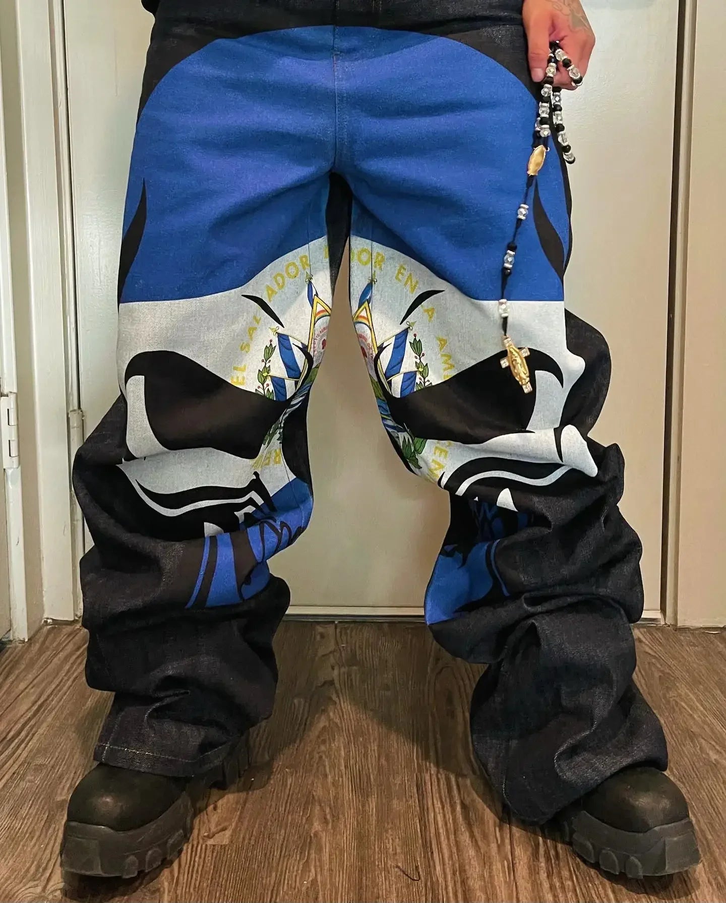 harajuku retro y2k pants gothic skateboard jeans skull denim print loose slouchy jeans men women pants streetwear hip hop jeans unique jeans style 4129
