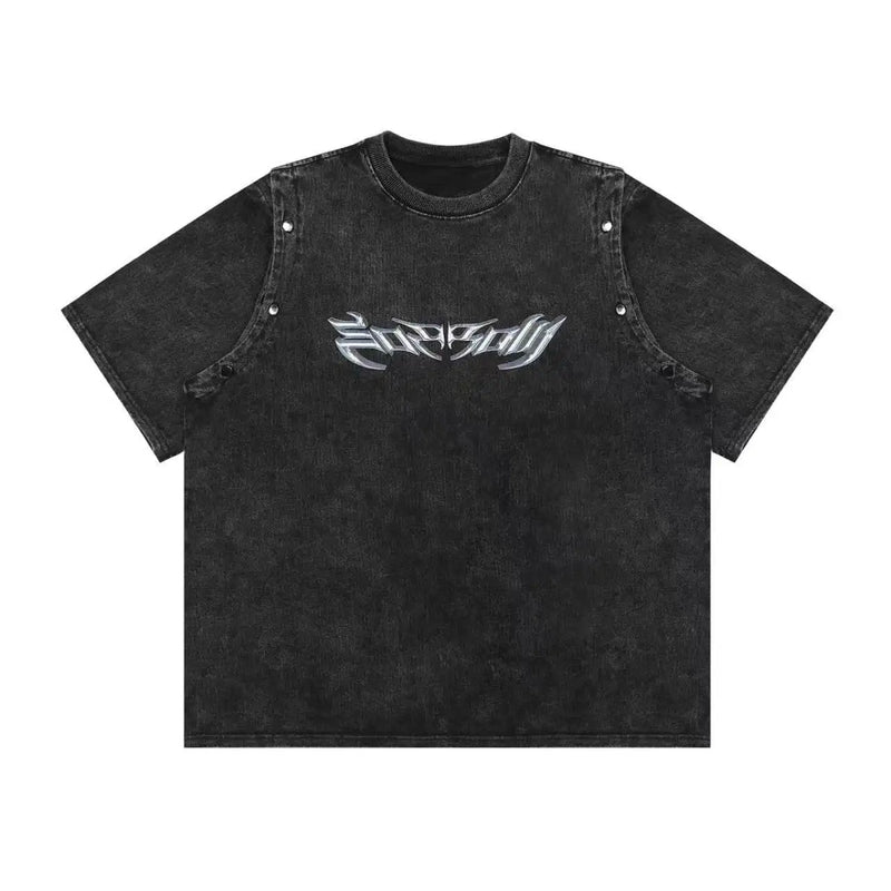 Skatercore Aesthetic piece – Summer Removable Sleeve Dressed Short Sleeve Knitted Wash Dr
